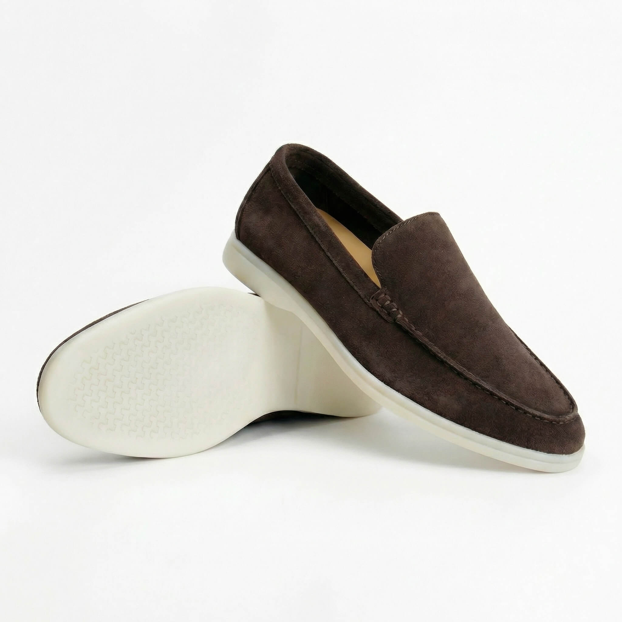 Soft suede slip on loafer in espresso