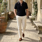 Ribbed textured knit three button polo, view 11