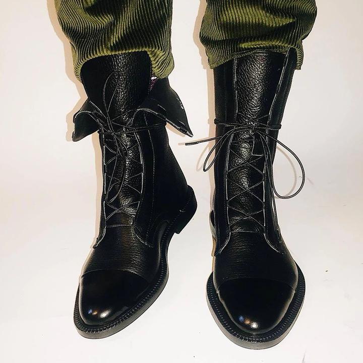 Structured leather lace up ankle boot, view 9