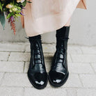 Structured leather lace up ankle boot, view 5