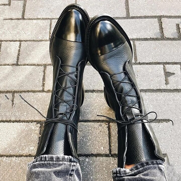 Structured leather lace up ankle boot, view 2