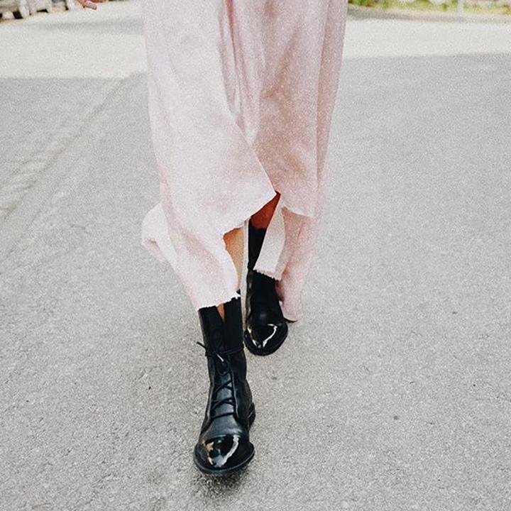 Structured leather lace up ankle boot, view 6