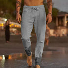 Lightweight elastic waist summer pant in gray