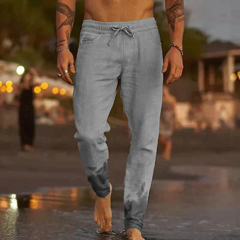 Lightweight elastic waist summer pant in gray