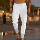 Lightweight elastic waist summer pant in white