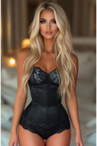 Halloween Black Satin Underbust Zipper Corset for Women