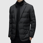 Winter Quilted Puffer Blazer Jacket with Notch Lapel for Men