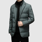 Winter Quilted Puffer Blazer Jacket with Notch Lapel for Men