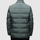 Winter Quilted Puffer Blazer Jacket with Notch Lapel for Men
