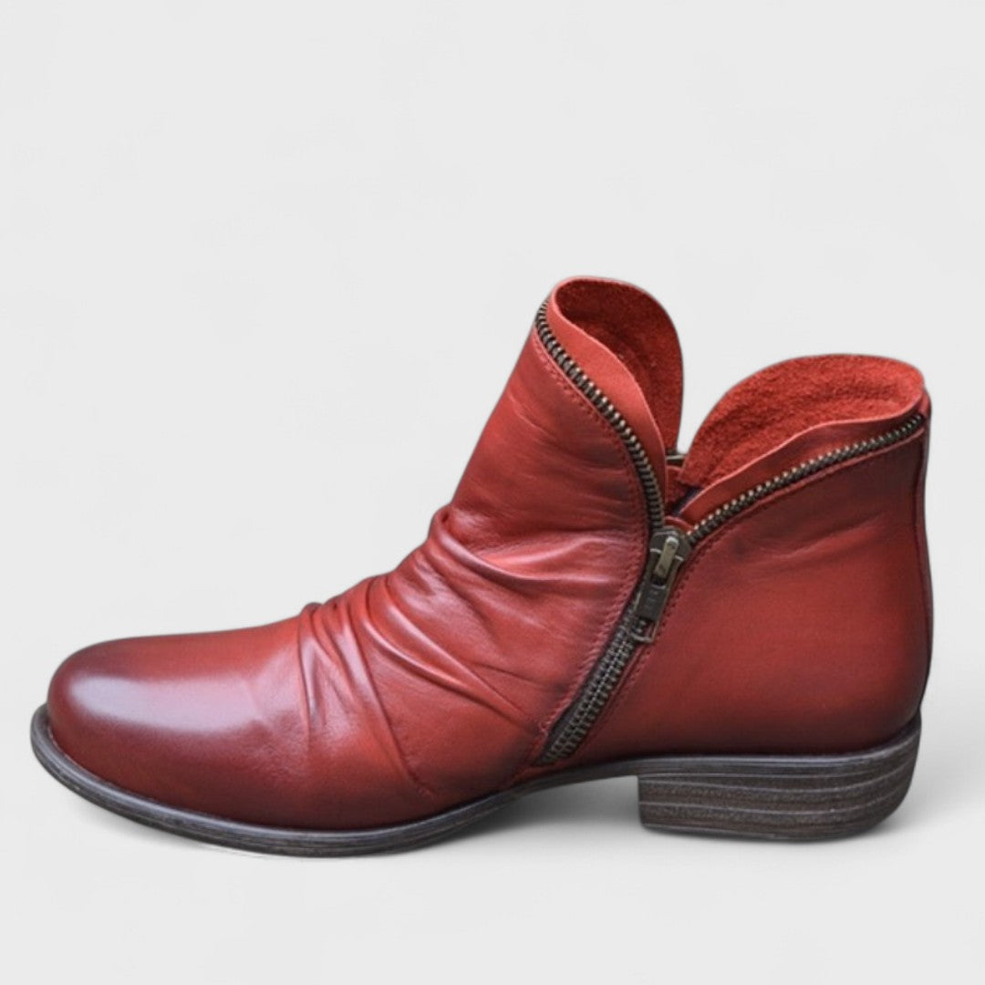 Contoured fit orthopedic ankle boot in red