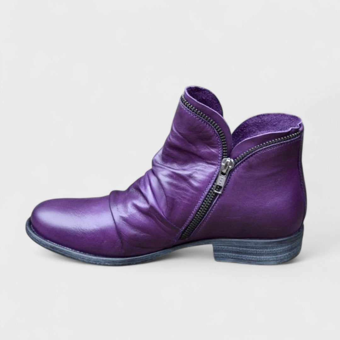 Contoured fit orthopedic ankle boot in purple