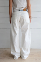 Relaxed Straight Leg Jeans with Striped Waistband for Women