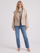 Pea Coat Womens Oversized Double Breasted Wool Blend Notch Collar