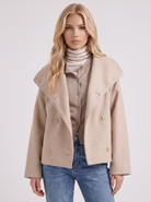 Pea Coat Womens Oversized Double Breasted Wool Blend Notch Collar
