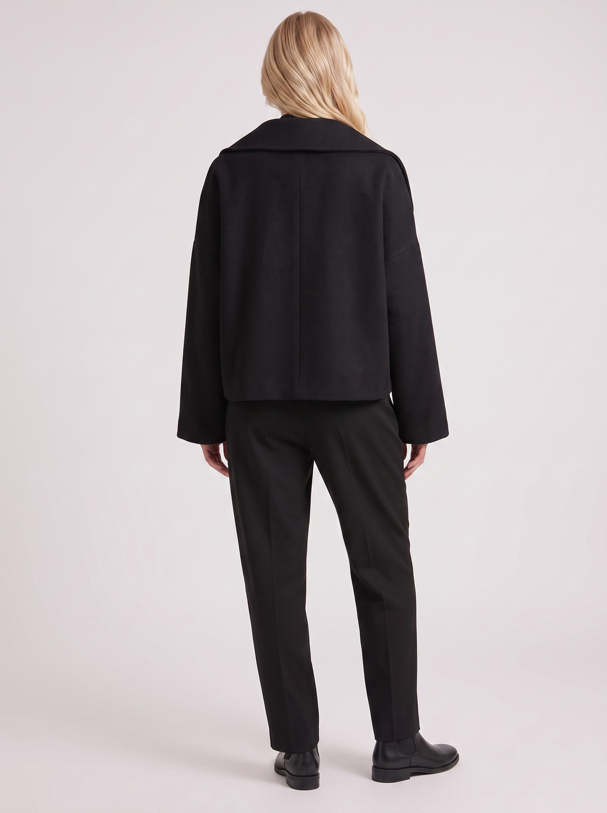 Pea Coat Womens Oversized Double Breasted Wool Blend Notch Collar