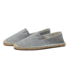Slip on linen canvas espadrille loafer in light gray