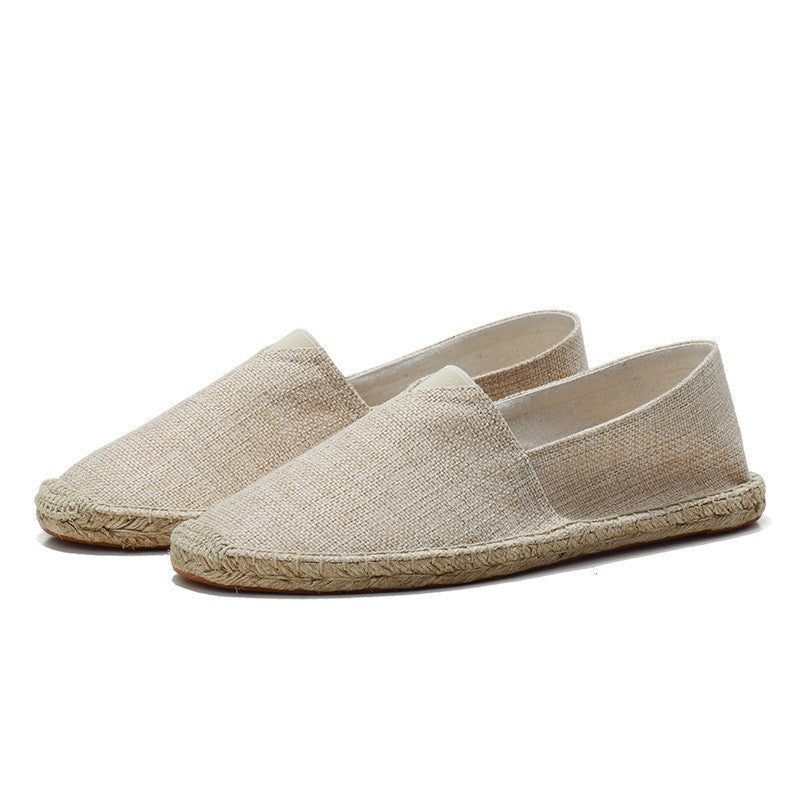 Slip on linen canvas espadrille loafer in hemp