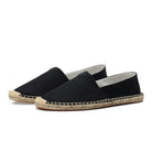 Slip on linen canvas espadrille loafer in black