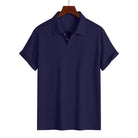 Rolled sleeve waffle knit relaxed polo in navy