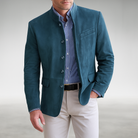 Structured button front cardigan in blue