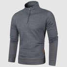 Fall Waffle Knit Mock Neck Quarter Zip Sweatshirt for Men