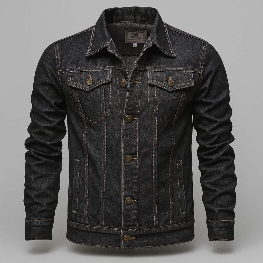 Men's Black Denim Trucker Jacket Slim Fit Jean Jacket