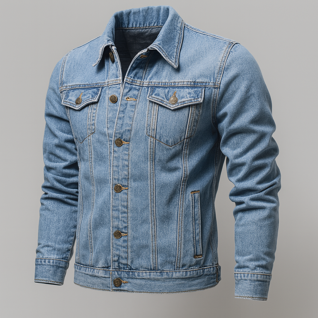 Men's Black Denim Trucker Jacket Slim Fit Jean Jacket