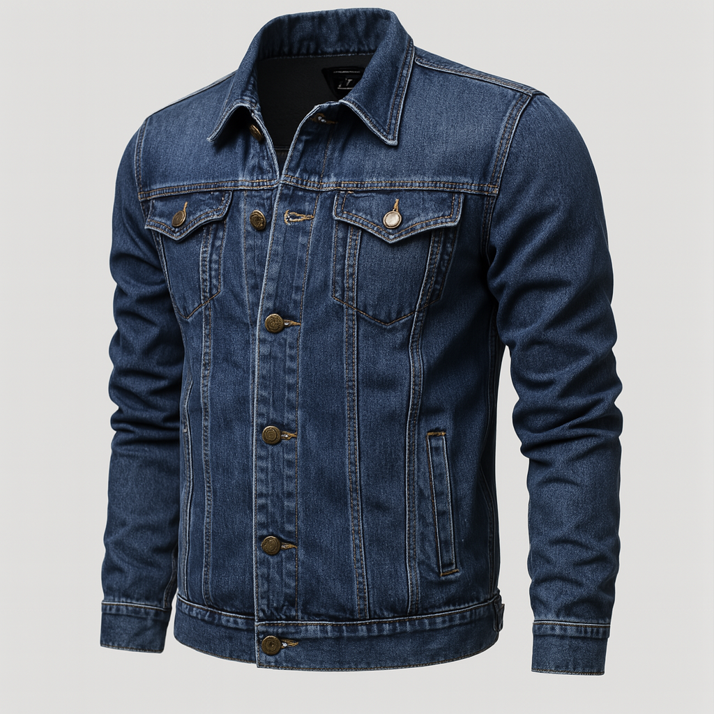 Men's Black Denim Trucker Jacket Slim Fit Jean Jacket