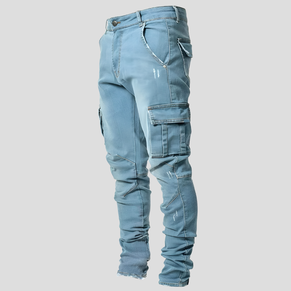 Men's Cargo Stacked Distressed Jeans