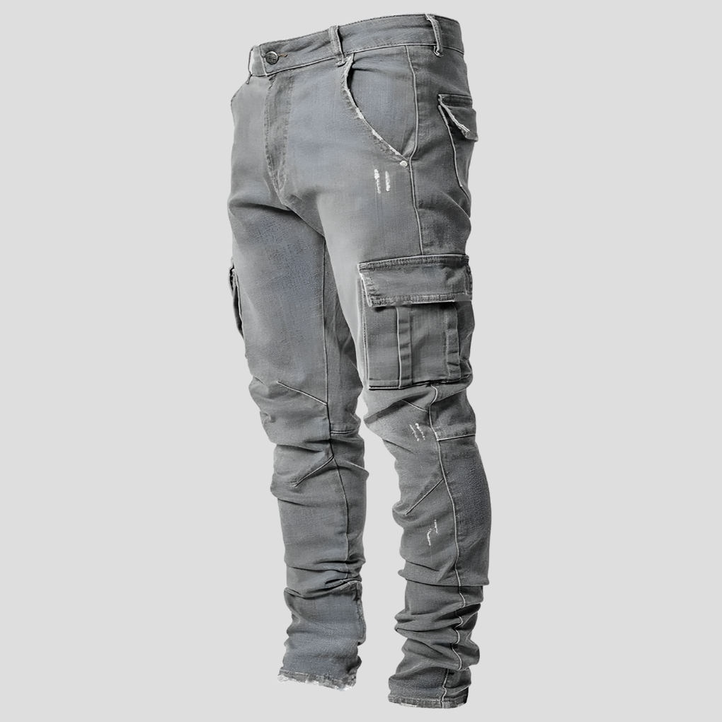 Men's Cargo Stacked Distressed Jeans