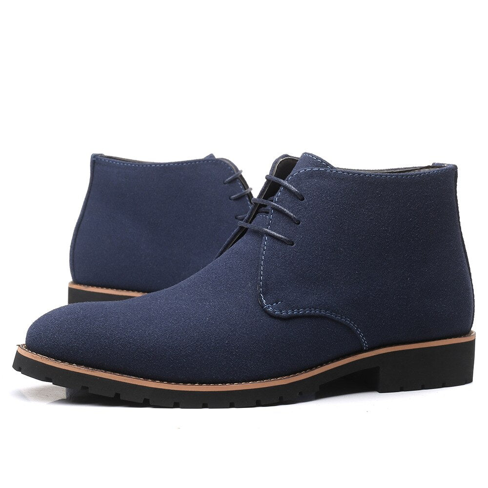 Men's Chukka Boots Suede-Look Lace Up Contrast Welt Lugged Sole