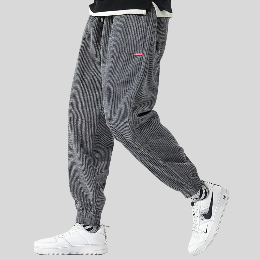 Men's Corduroy Baggy Jogger Pants Drawstring Casual