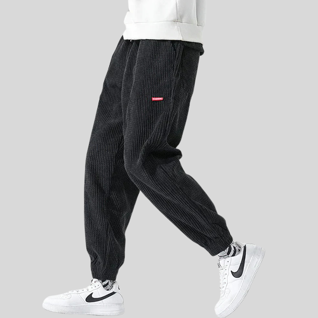 Men's Corduroy Baggy Jogger Pants Drawstring Casual