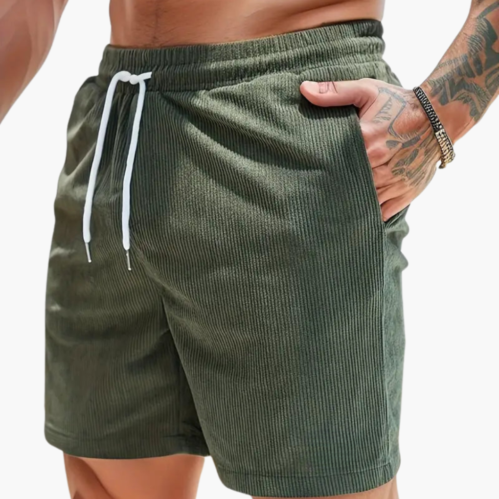 Men's Corduroy Drawstring Shorts Casual Pocket Shorts