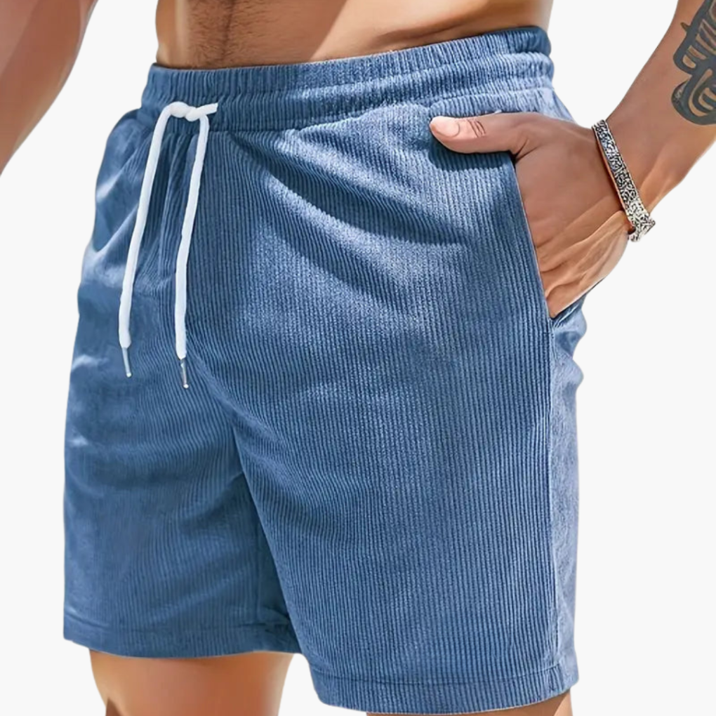 Men's Corduroy Drawstring Shorts Casual Pocket Shorts