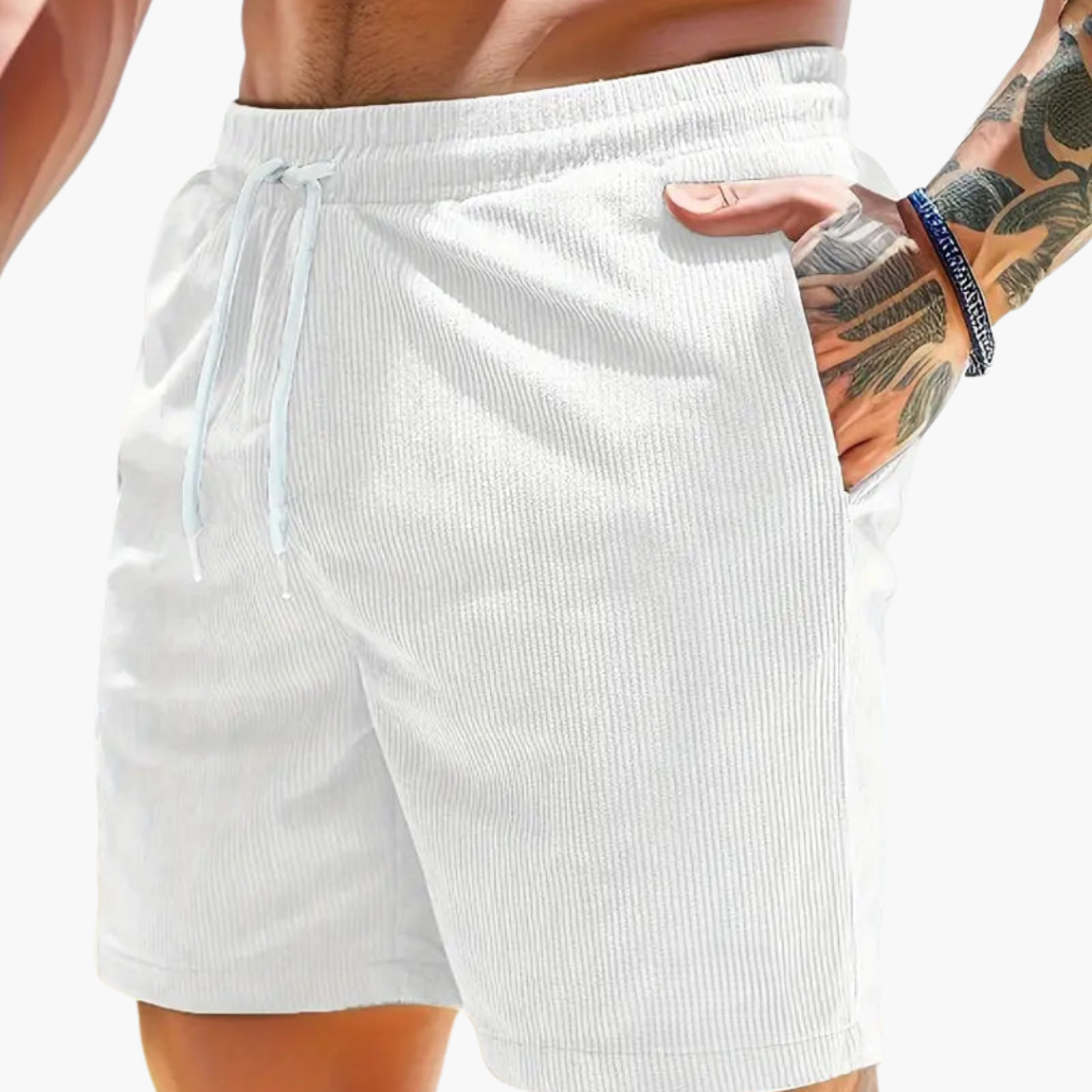 Men's Corduroy Drawstring Shorts Casual Pocket Shorts