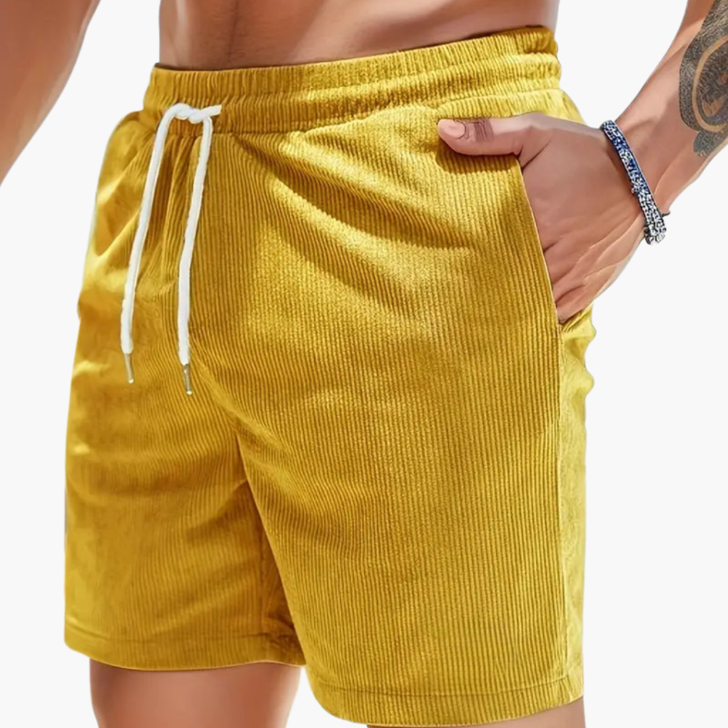 Men's Corduroy Drawstring Shorts Casual Pocket Shorts