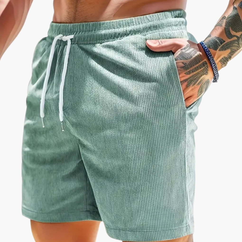 Men's Corduroy Drawstring Shorts Casual Pocket Shorts