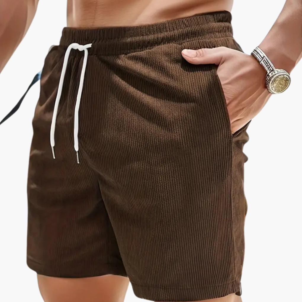Men's Corduroy Drawstring Shorts Casual Pocket Shorts