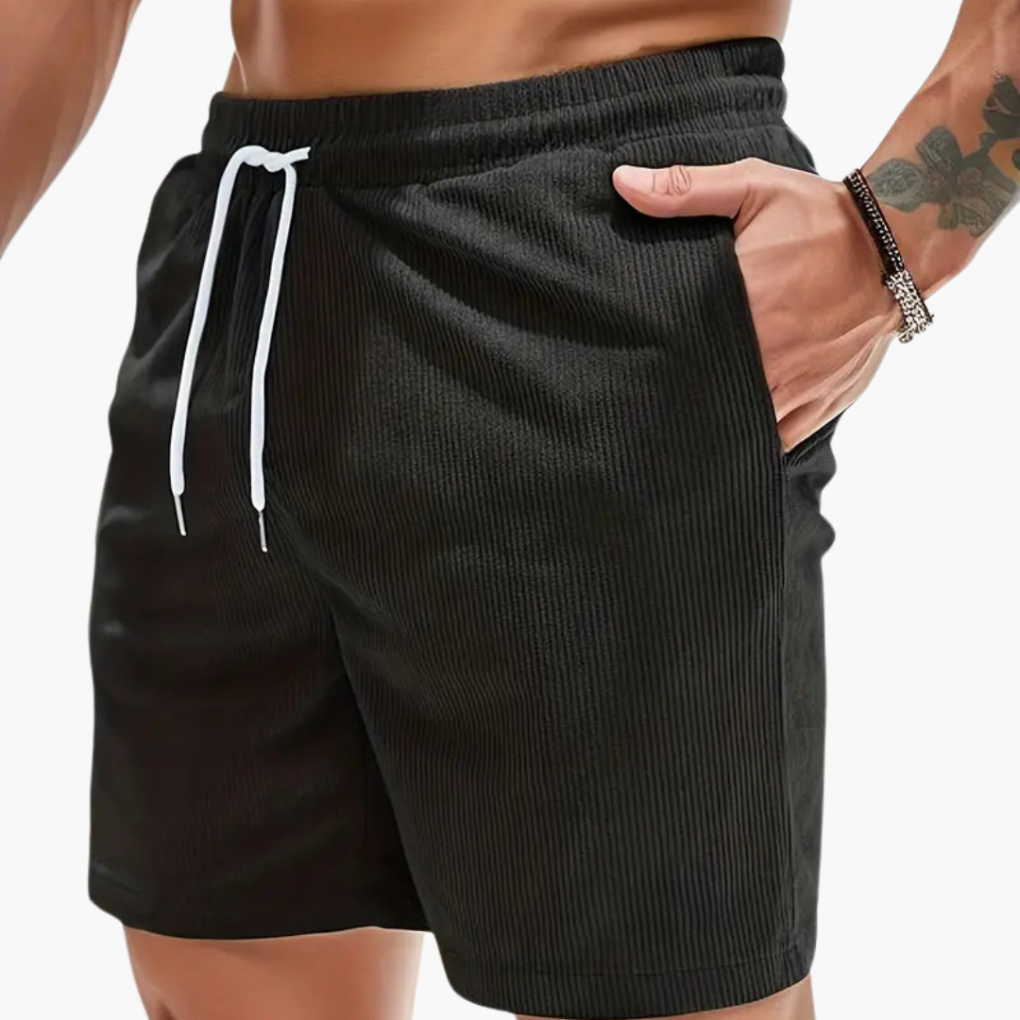 Men's Corduroy Drawstring Shorts Casual Pocket Shorts