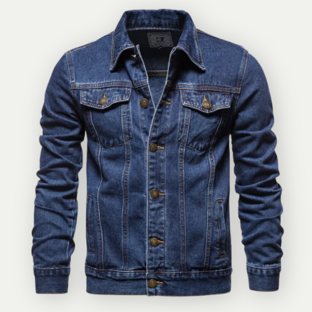 Men's Denim Jacket Jean Trucker Button-Front