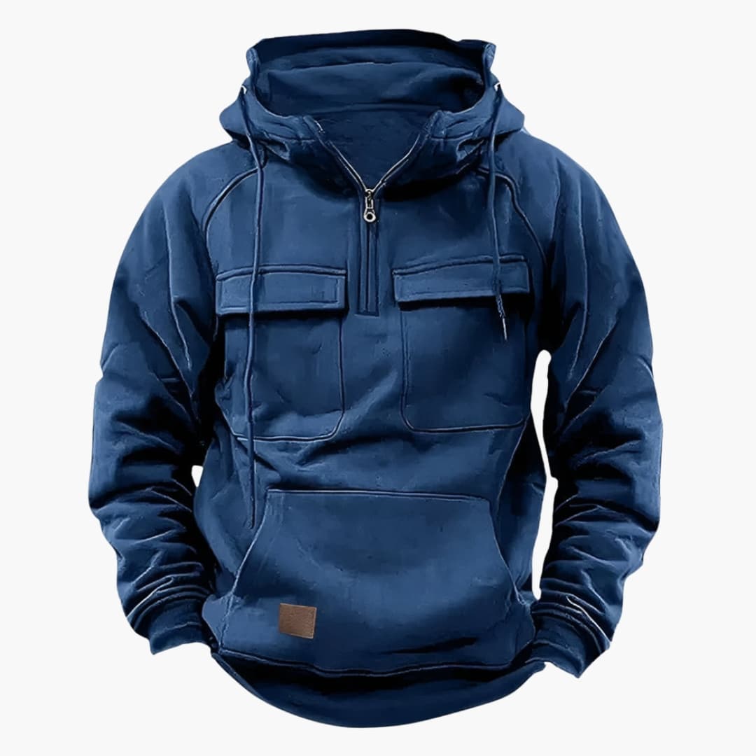 Men's Half Zip Pullover Hoodie Chest Pocket