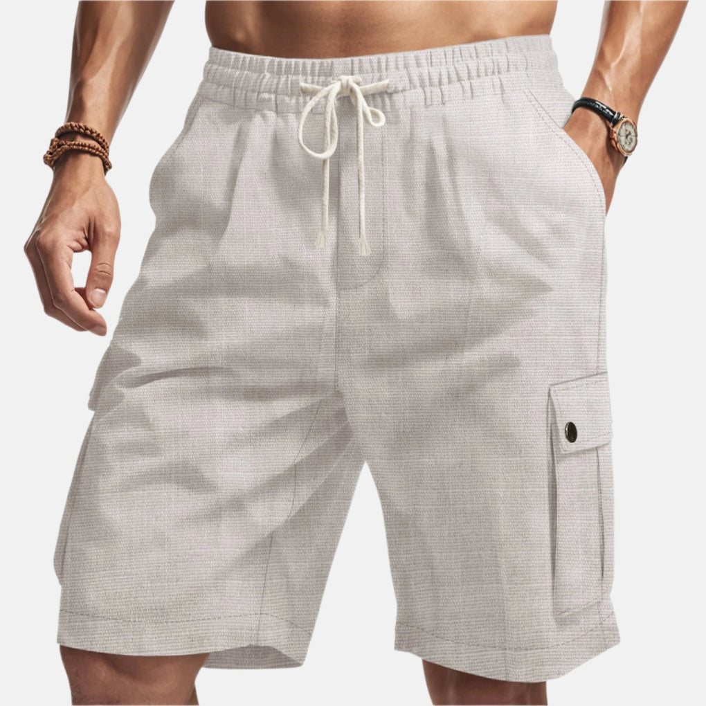 Men's Linen Cargo Shorts Drawstring