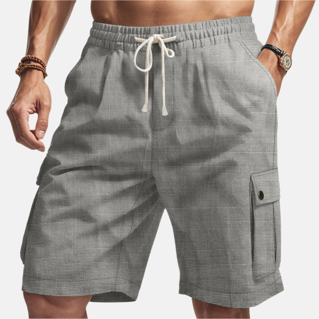 Men's Linen Cargo Shorts Drawstring