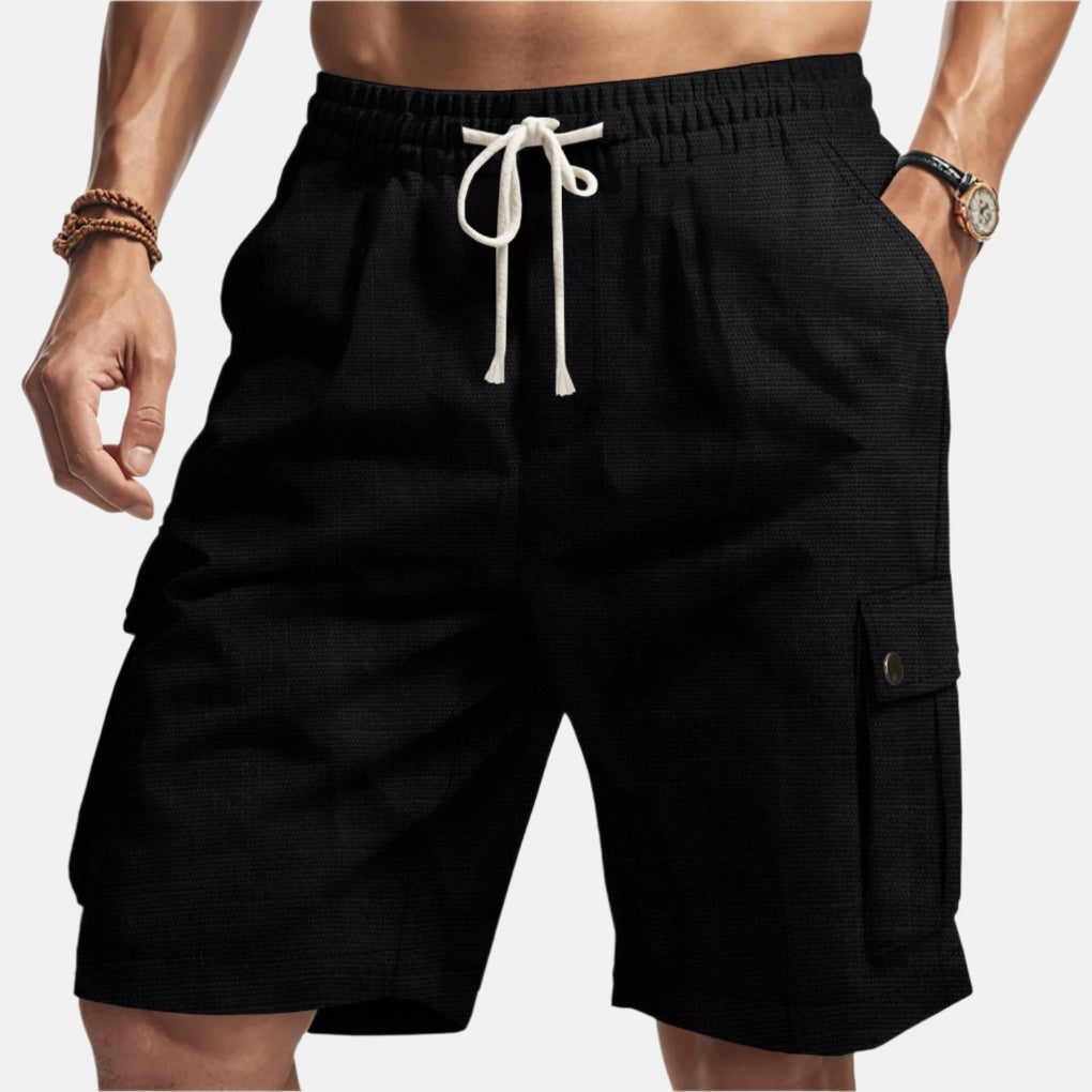 Men's Linen Cargo Shorts Drawstring