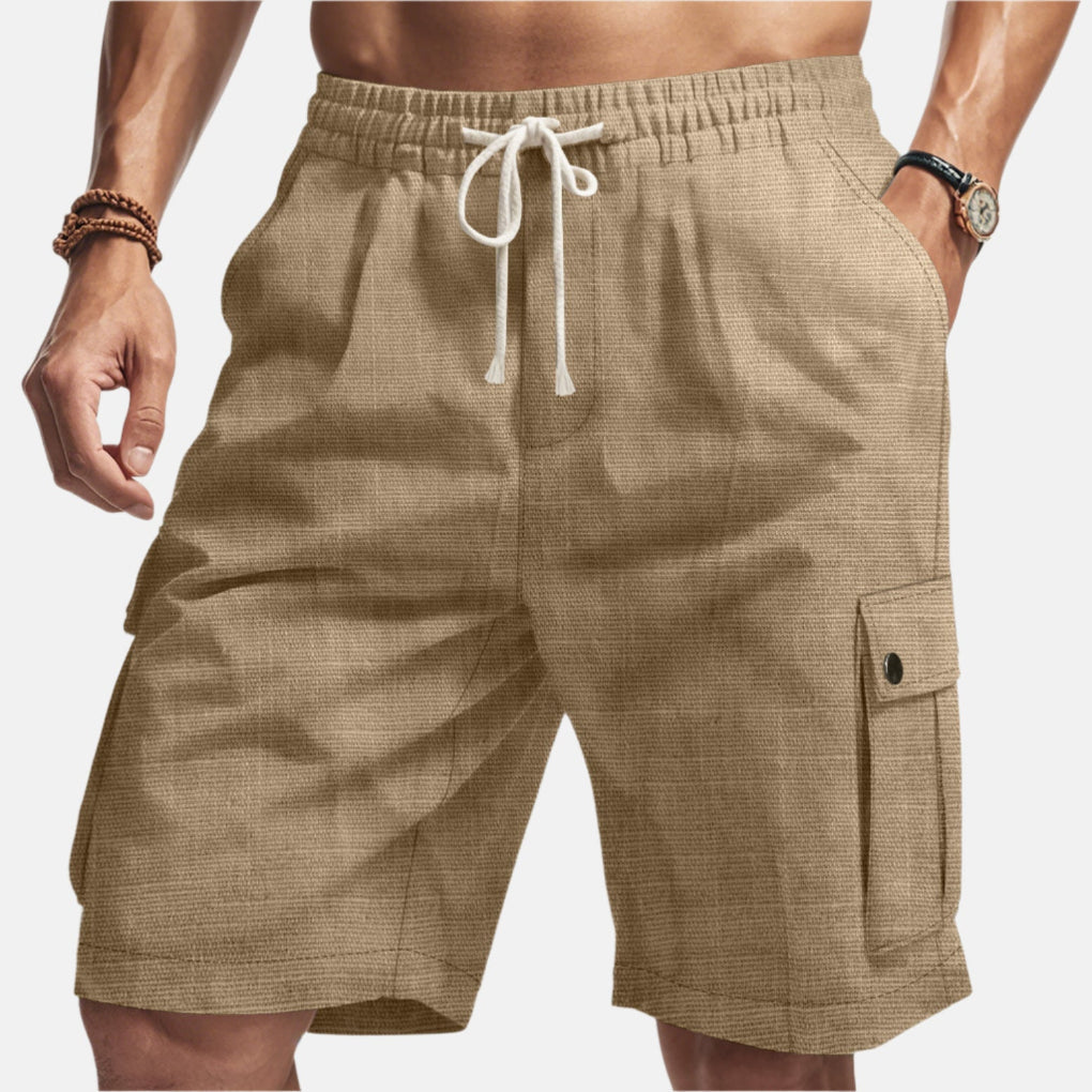 Men's Linen Cargo Shorts Drawstring