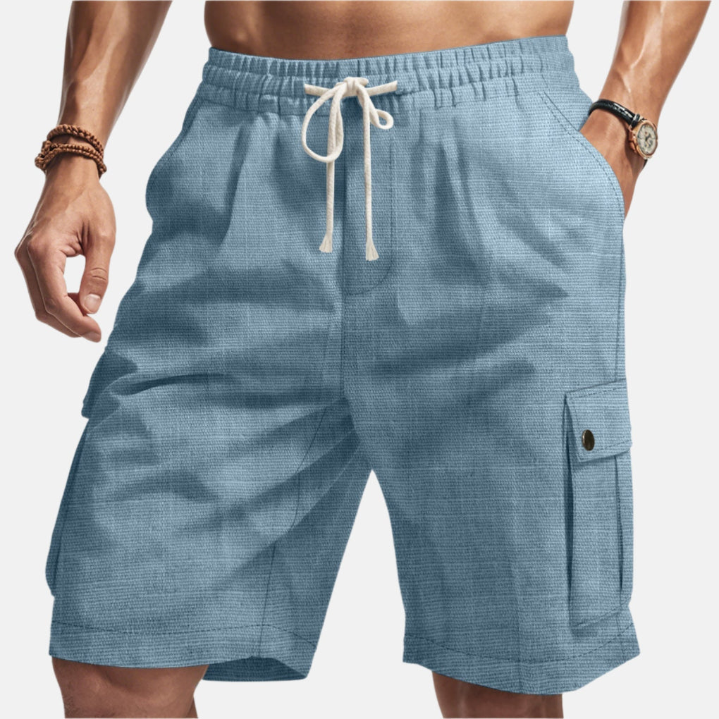 Men's Linen Cargo Shorts Drawstring
