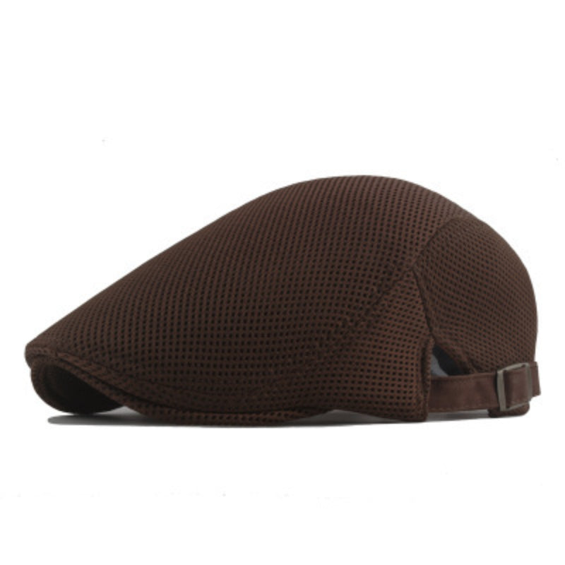 Men's Mesh Beret Flat Cap Adjustable Ivy Cap
