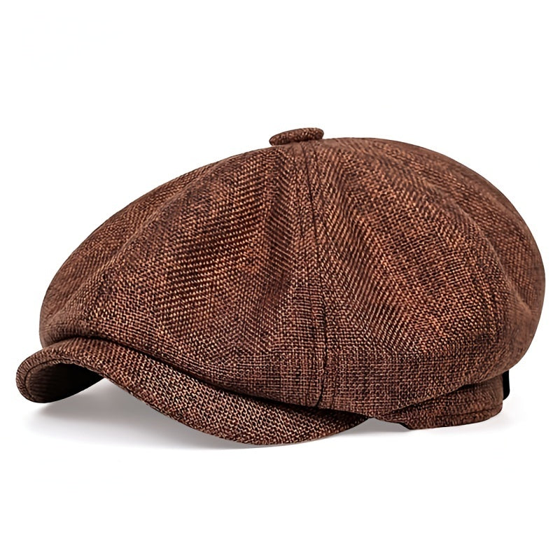 Men's Newsboy Cap Herringbone Flat Cap Peaky Blinders Style