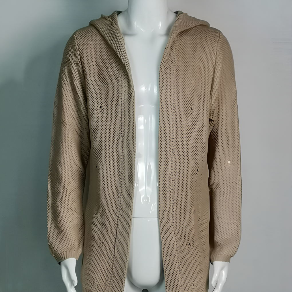 Men's Open Front Hooded Cardigan Sweater Long